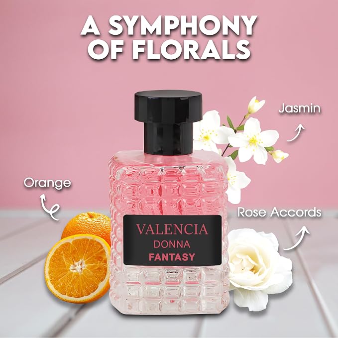 A CENTER Valentine Rose&Valencia Perfume Set for Women - Floral Fragrance Gift Set with Floral Fruity Scent| 3.4 Fl Oz Each Eau De Pafume for Office Wear