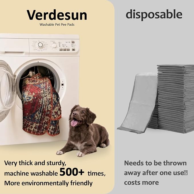 Washable Pee Pads for Dogs, Reusable Puppy Potty Training Pads, Ultra-Absorbent Thick Waterproof Leak-Proof Non-Slip Pads & Mat for Crate, Playpen, Floor, Whelping & Housebreaking , 2 Pack 48"x72"