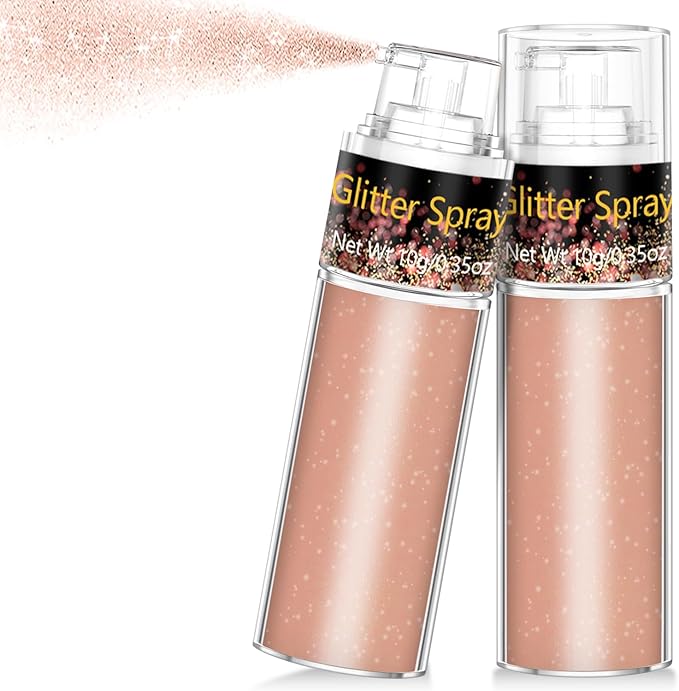 Hair and Body Glitter Spray, 1PC Silver Glitter Hairspray Dry Powder Makeup for Clothes, Festival Rave Prom Loose Sparkle Powder,Holographic Ultra Fine Resin Glitters for Crafts (1PC Champagne)
