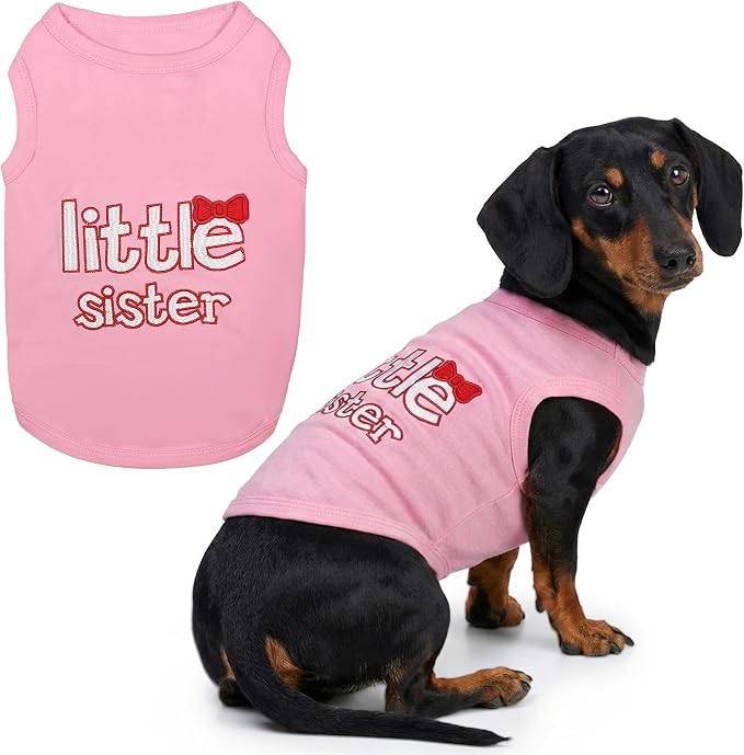 Parisian Pet Dog Shirt - 100% Cotton Shirts for Large Dogs - Pink Sleeveless Girl Pet Clothes - Lightweight and Breathable Puppy Clothes - Stretchy Dog Apparel for Little Sister Dogs