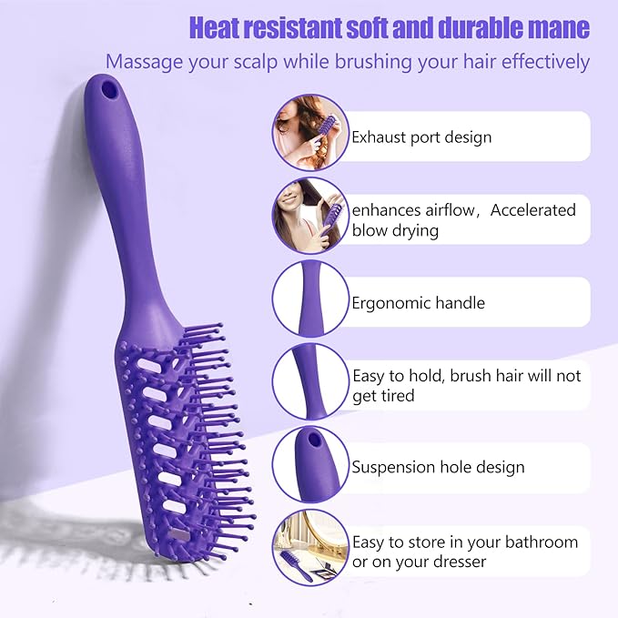 kuwa Curl Detangler Hair Brush,detangling brush for 4c hair,Detangler Hair brush for Wet & Dry Hair,Easily Brushes Through Curl Hair and Reduces Breakage