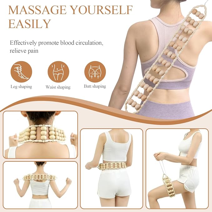 4Pcs Wood Therapy Massage Tools Lymphatic Drainage Massager Wooden Massager Body Sculpting Tools for Maderoterapia,Anti-Cellulite,Pain Relief(4-in-1 Massager)