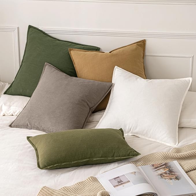 MIULEE Decorative Linen Pillow Covers 20x20 Inch Dune | Boho Farmhouse Fall Autumn Couch Throw Pillows for Bed, Pack of 2 Accent Modern Pillowcases, Sofa Livingroom Home Decor