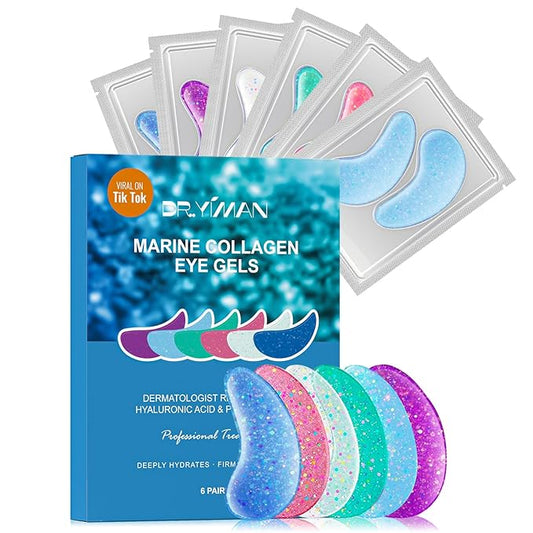 DR. YIMAN Hydrogel Eye Patches - 6 Pairs Under Eye Masks for Dark Circles & Puffiness, with Hyaluronic Acid & Collagen, Eyecare Patches Skincare Gift for Women & Teens