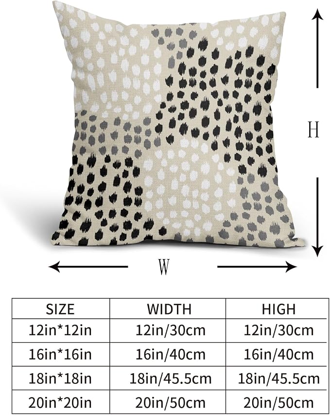 Black White Pillow Covers 20x20 Set of 2 Boho Gray Polka Dot Throw Pillows Modern Trendy Print Decorative Outdoor Farmhouse Pillowcase Cushion Cover Linen Pillow Case Decor for Home Sofa Couch Bed