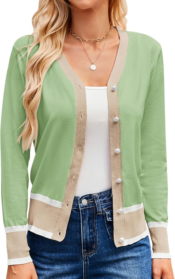 GRACE KARIN Cardigan Sweaters for Women Lightweight Long Sleeve Cropped Cardigan Summer Fall Fashion Clothing Outfits Shrug