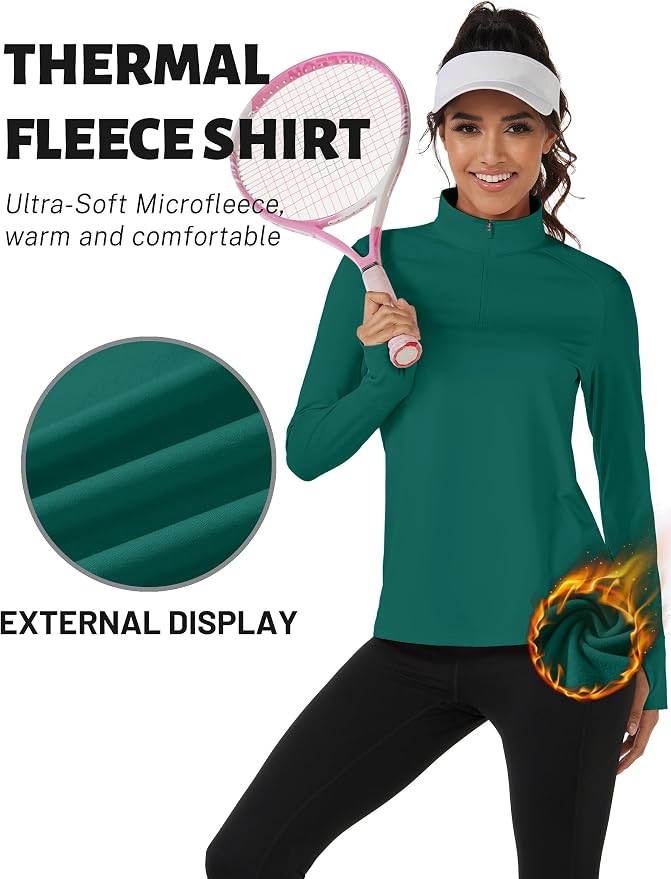 TACVASEN Women's Quarter Zip Sweatshirt Fleece Long Sleeve Workout Pullover | Lightweight Breathable Thermal Fabric,Mock Neck Design,Athletic Tops,Ideal for Gym Running Activities