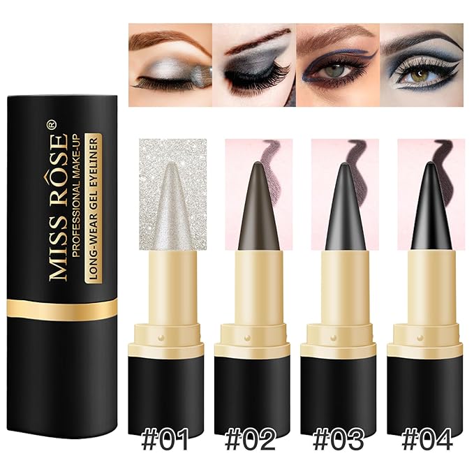 2 Pcs Brown Gel Cream Eyeliner Set, Tool Smudge Proof and Waterproof Matte Quick Dry Brown Eye-liner Pencil Tattoo Eyeliner Pen Stick Makeup for Women