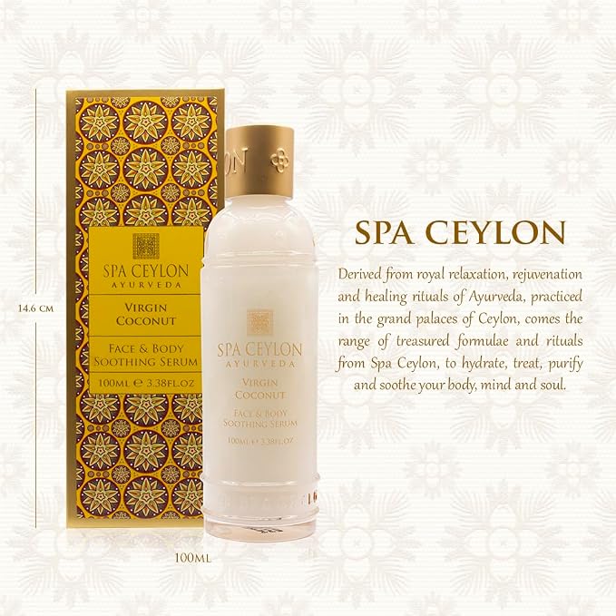 Spa Ceylon Virgin Coconut Face & Body Soothing Serum – 100% Natural Cold-Pressed Coconut Oil Serum for Face, Body, Scalp & Hair – Silicon-Free, Preservative-Free, Fragrance-Free – 100ml