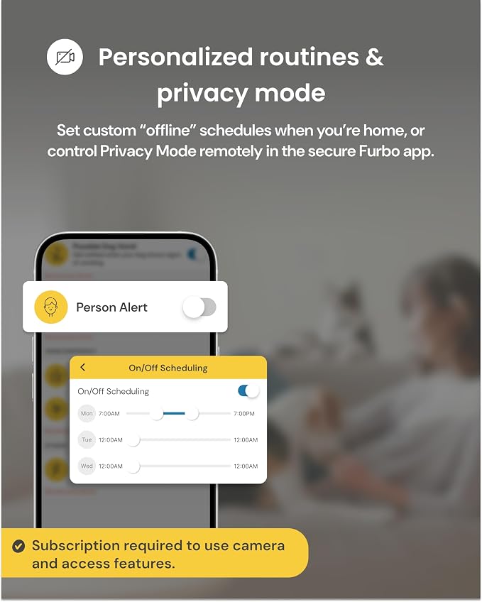 Furbo Mini Pet Camera: Home Security & Smart Alerts, Subscription Required | Stay connected with AI Pet & Home Safety Alerts, Mountable 130° Wide View, Video History, 2-Way Audio, Paid Plan Required