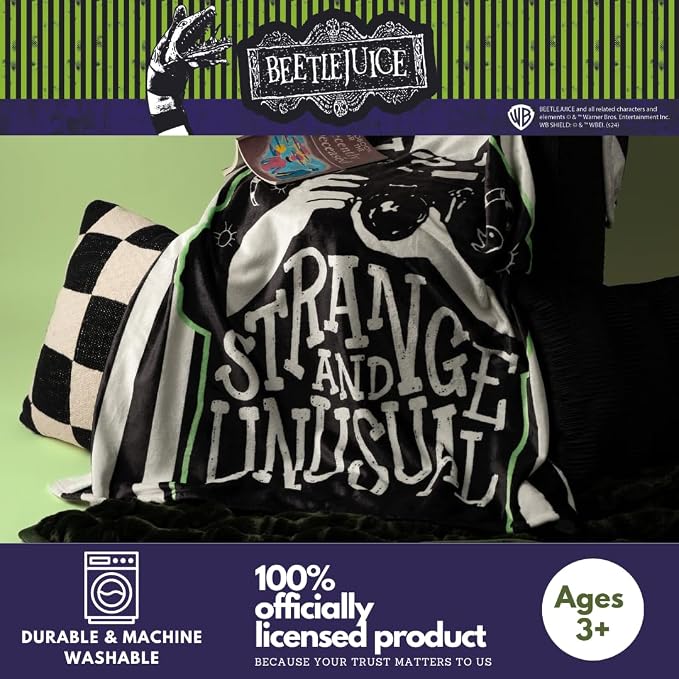 Beetlejuice Halloween Lydia Throw Blanket, Super Soft Cozy Plush Bedding, 46" x 60", (Officially Licensed Product) by Franco