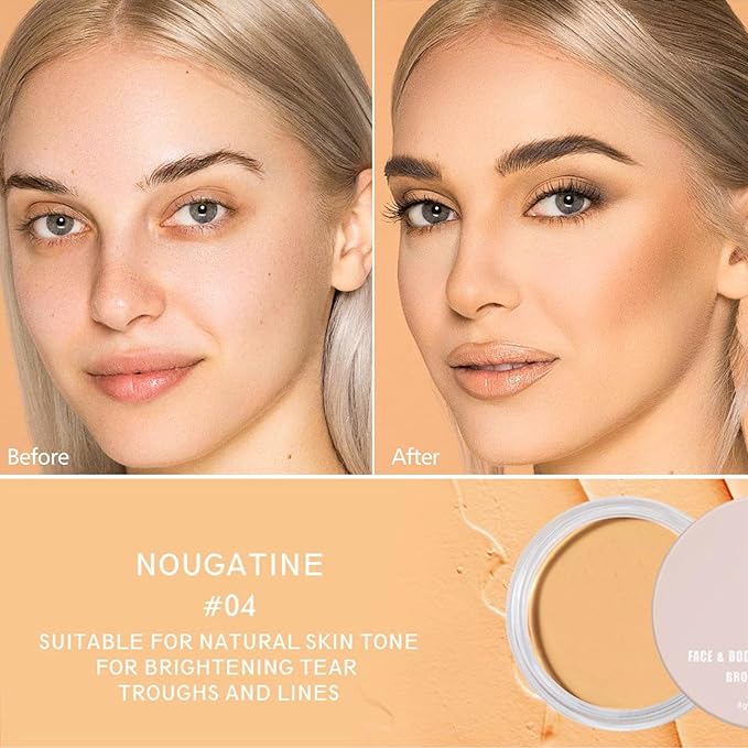 Erinde Full Coverage Tattoo Cover Up Makeup Waterproof, Under Eye Concealer for Dark Circles, Color Corrector, Long-Lasting Cream Concealer for Tattoos Scars & Face Blemishes Redness, 04 Nougatine