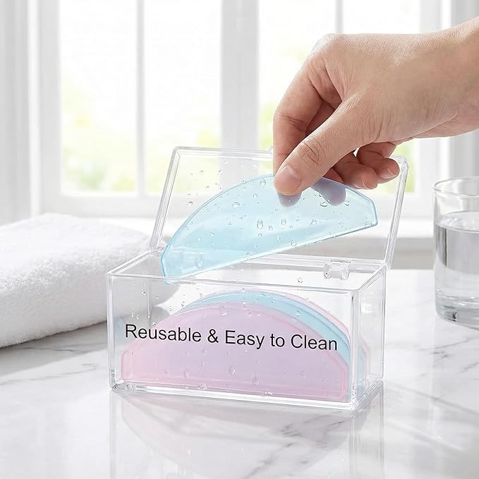 Lash Lift Shields – Washable and Reusable Korean Super Sticky Flat Pads for Eyelash Perm, No.1 Lash Lift Softening Shields for Women Beauty, Pink (1 Pair Pink + 1 Pairs Blue)