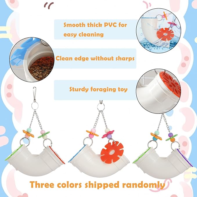 2pcs Rat Enrichment Foraging Toys Interactive Hide Treats Dispenser with Wide Opening Hanging Slow Feeder Cage Accessories for Mice Guinea Pigs Hamsters