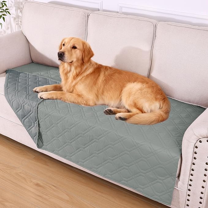 Waterproof Dog Bed Blanket - Soft Pet Blanket & Sofa Cover for Dogs | Reversible Washable Furniture Protector, Couch Covers for Pets (40x80 Inch, Grey/Dark Grey)