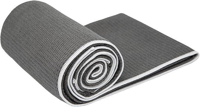 Shandali Hot Yoga Towel - Mat-Sized, Microfiber, Super Absorbent, Anti-Slip, Injury Free, 24" x 72" - Best Bikram Yoga Towel - Exercise, Fitness, Pilates Gear