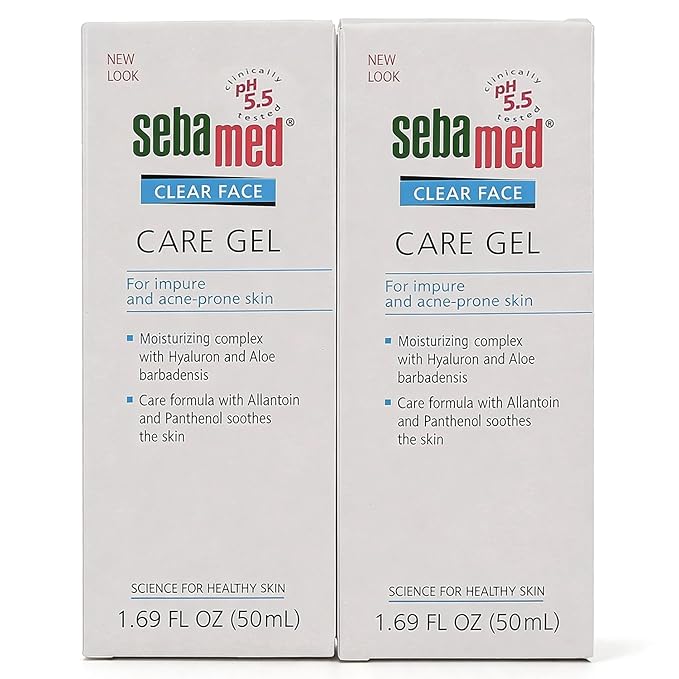 SEBAMED Clear Face Care Gel (50mL) with Aloe Vera and Hyaluronic Acid for Impure and Acne Prone Skin - Made in Germany - Pack of 2