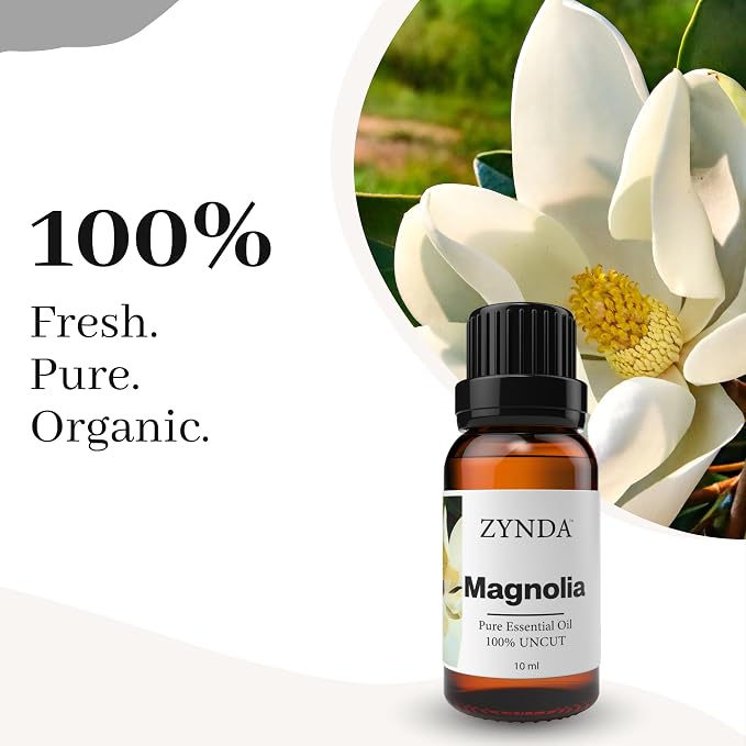 Magnolia Essential Oil - 100% Pure & Natural | Uncut Therapeutic Grade | Calming Floral Aroma for Diffusers, Massage & Skin | Organic Essential Oil for Relaxation, Beauty, and Aromatherapy -10ml