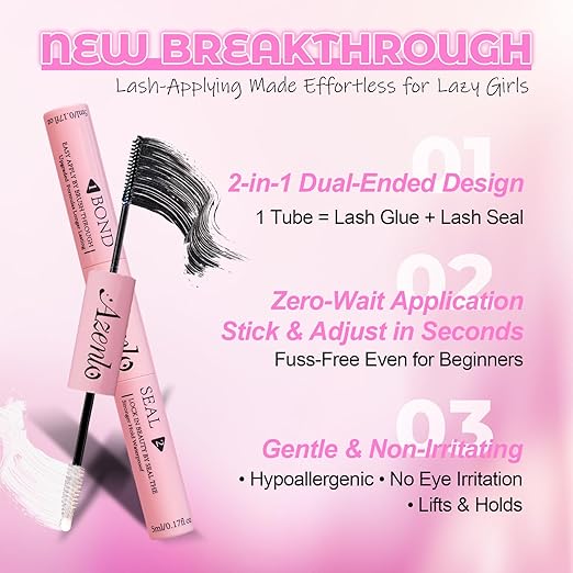 2-Pack Cluster Lash Glue Set - Dual-Ended Bond & Seal Adhesive, Waterproof & Long Lasting, Easy Application for Lash Extensions