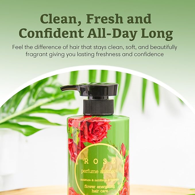 Jigott - Rose Perfume Shampoo 16.9 FL OZ, 500ml, Soft Rose Scent, K-beauty hair care