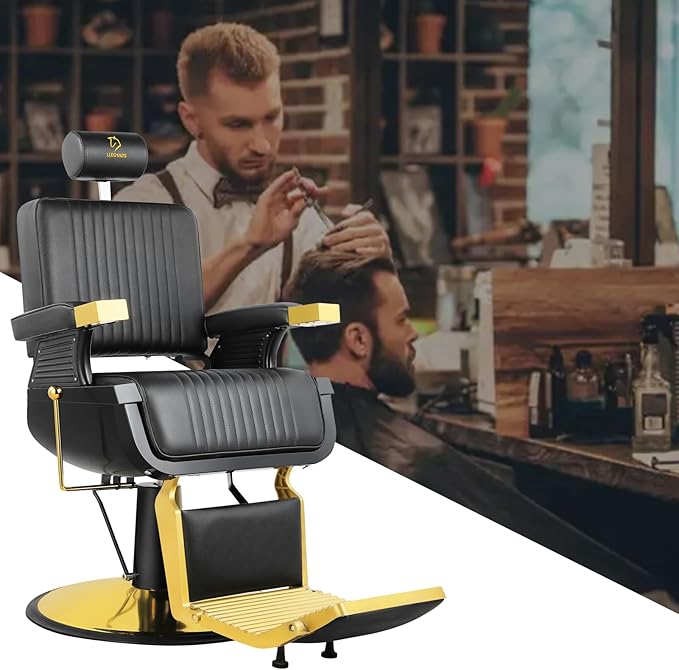 Barber Chair Hydraulic Reclining Salon Chair 360 Degrees Swivel Heavy Duty Styling Chairs for Hair Stylist Barber Salon Black