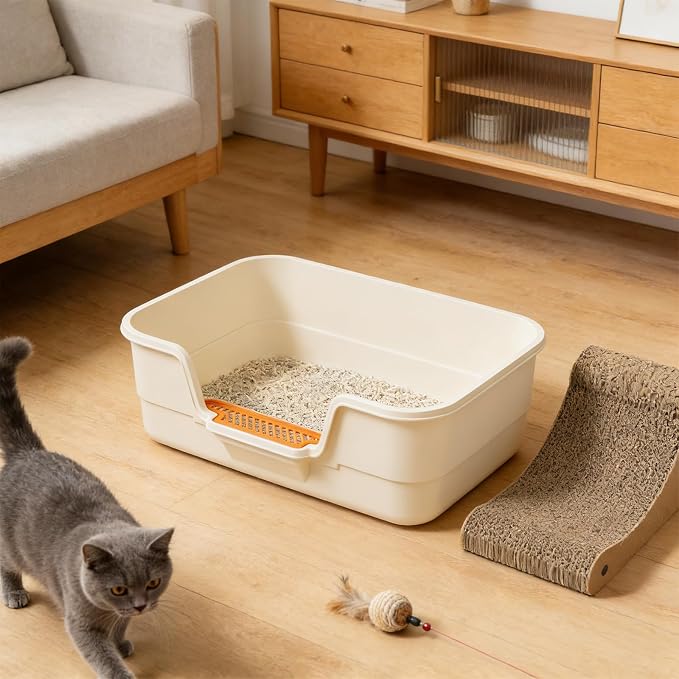 Large Cat Litter Box with Lid, Shovel, Cute Breathable Potty | Anti-Splashing Toilet,High Edges Kitty Covered Litter Boxes For Kitty Cat Litterbox For Indoor Use Cat Owners Gifts for Women