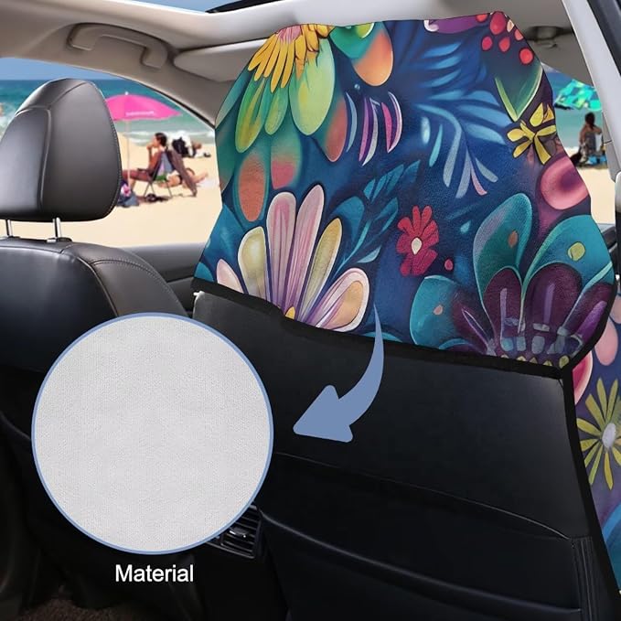 INSTANTARTS Dahlia Car Seat Towel Covers Yoga Towel Car Seat Cover Portable Yoga Mat Car Seat Cover