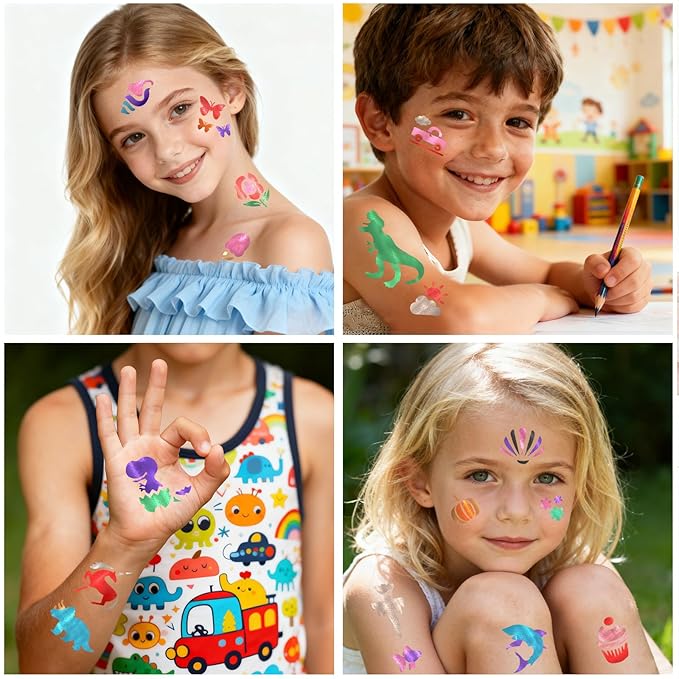 Temporary Tattoo Markers for Skin, 12 Metallic Body Markers + 183PCS Tattoo Stencils for Kids Adults Women Men Body Face Painting Marker Set, Cosmetic Tattoos Pens for School Show Party Christmas Gift