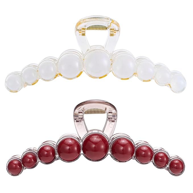 Plastic Hair Claw Clips, Extra Large Vintage Claw Jaw Clip for Women, Non-Slip Strong Hold Elegant Acrylic Ornaments Clasps Styling Clamps Accessories for Lady Thin, Thick Hair (2 Pack)