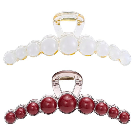 Plastic Hair Claw Clips, Extra Large Vintage Claw Jaw Clip for Women, Non-Slip Strong Hold Elegant Acrylic Ornaments Clasps Styling Clamps Accessories for Lady Thin, Thick Hair (2 Pack)