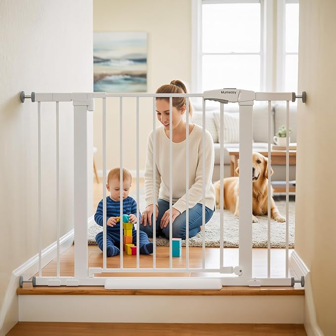 Mumeasy 29.7-43" Baby Gate for Stairs & Doorways, Pressure Mounted Dog Gate