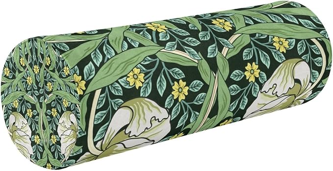 Neck Roll Pillow Bolster Pillow Round Health Memory Foam Long Cervical Roll Cylinder Bolster Body Pillow with Removable Washable Cover Bolster Pillow for Bed Legs Back Yoga Willam Morris Green