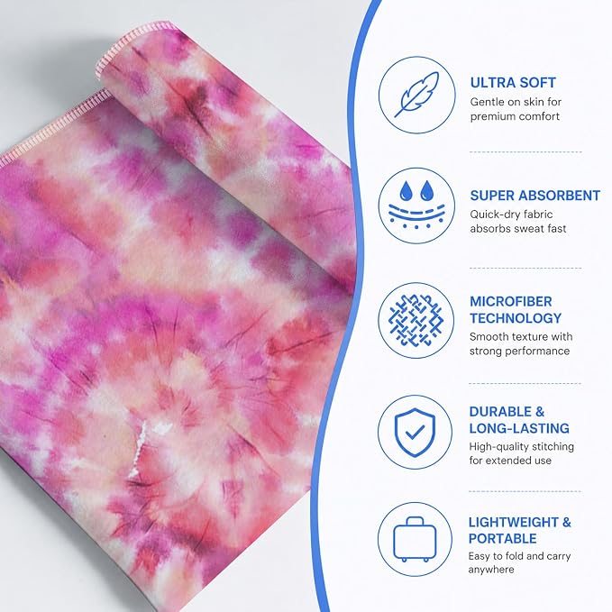 Yoga Mat Towel, Hot Yoga Non Slip with 4 Corner Pockets, 74 x 26 in | Soft Absorbent Microfiber With Four Corner Pockets, Fits Over Yoga Mats For Hot Yoga, Pilates, Gym, And Travel
