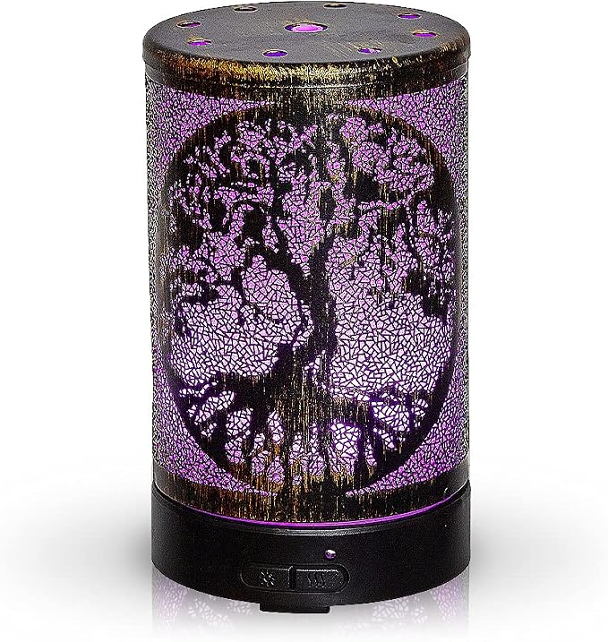 AROMAR Essential Ultrasonic Oil Diffuser Cool Mist Humidifier & Aromatherapy Metal Diffusers for Essential Oils with Auto Shut-Off and 7 Colors LED for Home and Office (Bronze Tree of Life)