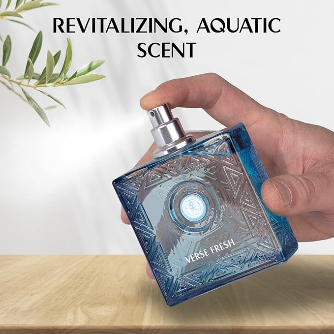NovoGlow Verse Fresh for Men - 3.4 Fl Oz Eau De Parfum Spray for Men - Long Lasting Citrusy Floral & Woodsy Fragrance Smell Fresh All Day Long Gift for Men for All Occasions