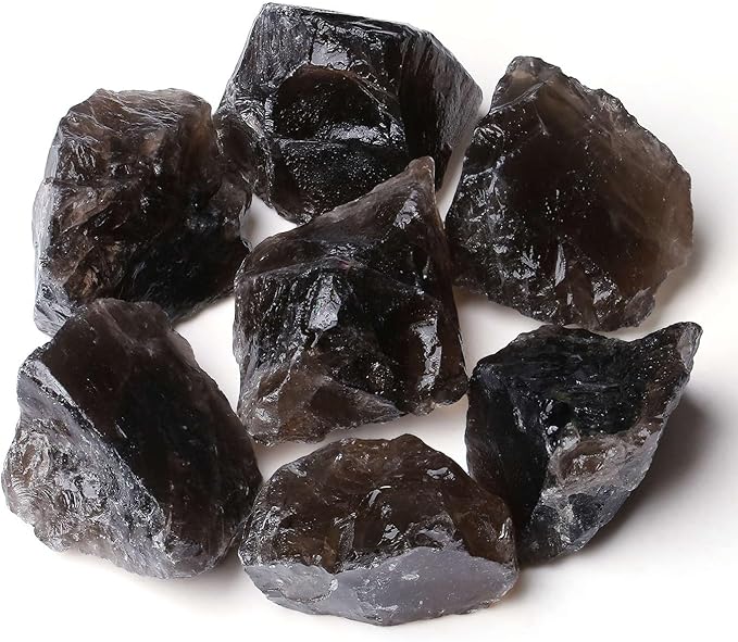 LAIDANLA 2" Smoky Quartz Natural Rough Stones Crystal Large Raw Crystals Bulk Healing Cuarzo Gemstones for Reiki Healing Tumbling Fountain Rocks Wire Wrapping Decoration 4PCS 0.5lb