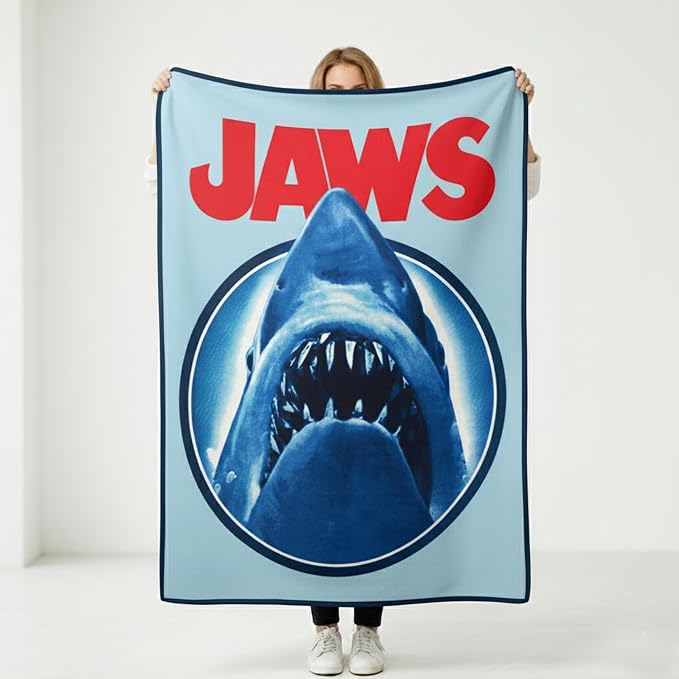 Silver Buffalo Jaws Need a Bigger Boat, Fleece Throw Blanket, 45x60in | Soft and Cozy, 180 GSM