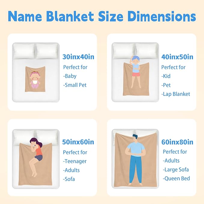 Custom Blanket with Name, Personalized Name Blankets for Teen Girls Boys Kids Baby, Customized Flannel Throw Blanket Gifts for Christmas Birthday - Printed in USA