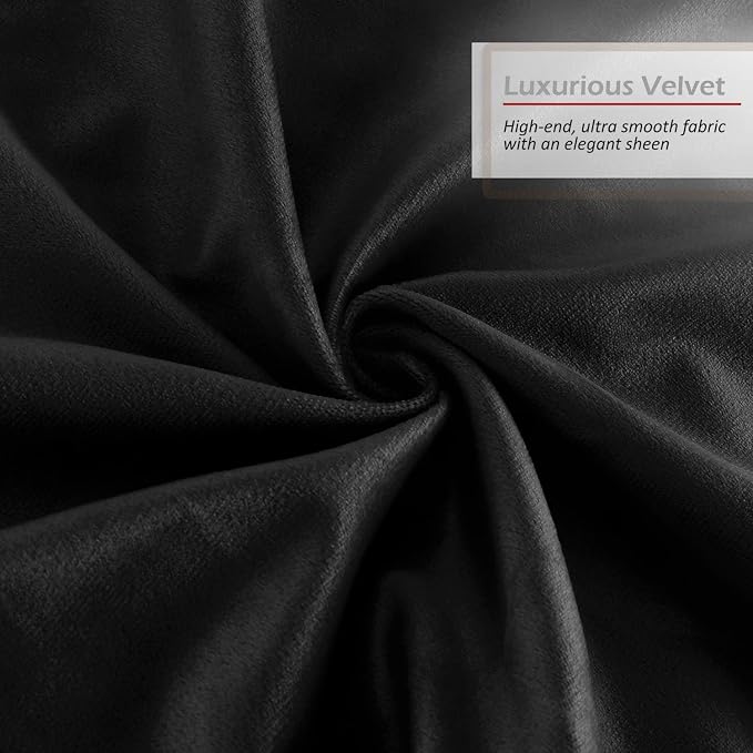 Nestl Throw Pillow Inserts Pack of 2 with Velvet Soft Solid Decorative Square Throw Pillow Covers Set for Sofa Couch Car Bedroom, 18X18 Throw Pillows Inserts with 16x16 Washable Cushion Covers, Black