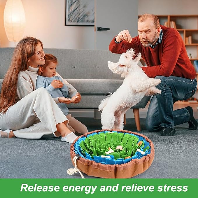 Vivifying Snuffle Mat for Dogs, Adjustable Nosework Mat for Small, Medium & Large Dogs, Interactive Dog Enrichment Toy for Mental Stimulation & Slow Feeding (Green & Blue)