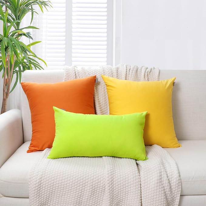 Thmyo 4-Pack 100% Cotton Lumbar Comfortable Solid Decorative Throw Pillow Case, Rectangle Cushion Cover Pillowcase Sublimation Blank Pillow Covers DIY Throw Pillowcase(12x20inch/30x50cm,Light Green)