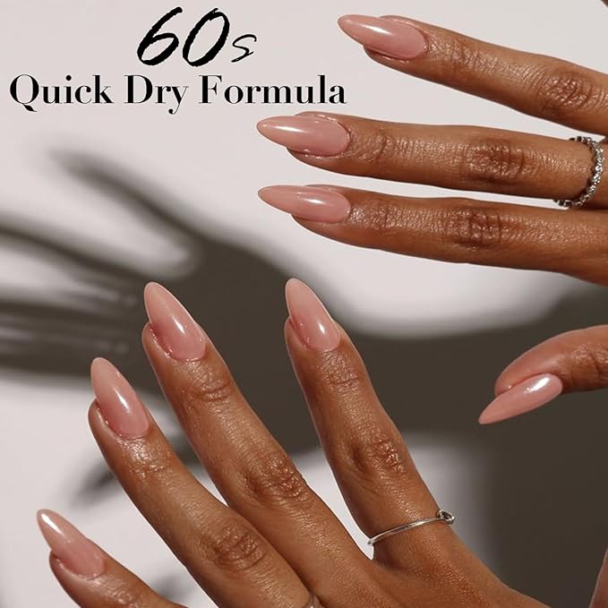 AZUREBEAUTY Nail Polish,Nude Pink Shimmer Quick Dry Complete Natural Super Lustrous,Professional for DIY Manicure and Pedicure at Home