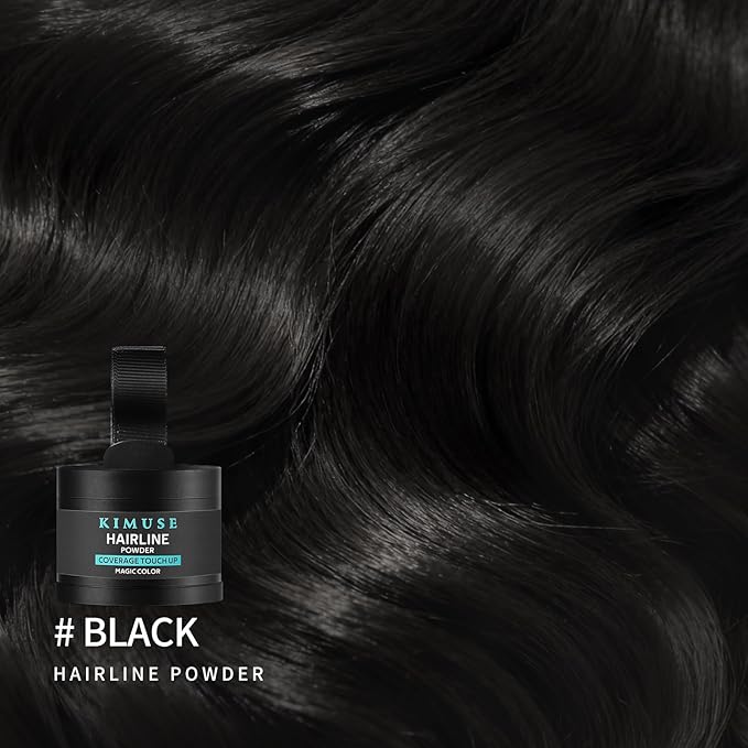 KIMUSE Hairline Powder, Root Touch Up Hair Color, Instantly Conceals Hair Loss, Bald Spot Thin Hair Powder with Dual-ended Hairline Brush for Women and Men, Transfer-proof & Sweat-proof