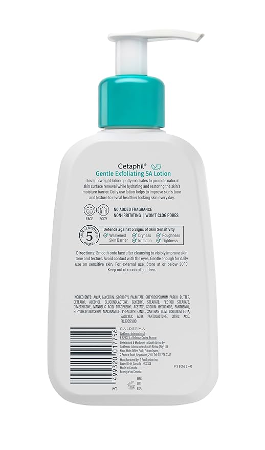 Cetaphil Gentle Exfoliating SA Lotion, Lightweight Moisturizer for All Skin Types, 8 Oz Pump Bottle, Salicylic Acid, Mandelic Acid & Gluconolactone, Gently Exfoliates, Dermatologist Recommended Brand