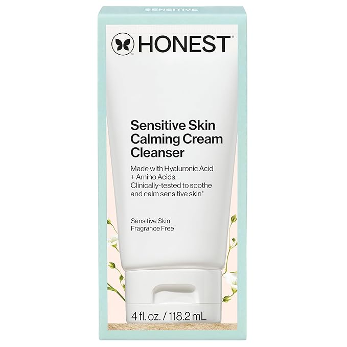 Honest Beauty Sensitive Skin Calming Cream Cleanser,Gently Cleanses Hydrates Calms,Hypoallergenic,Fragrance-Free,Vegan,4 fl oz,(Pack of 2)