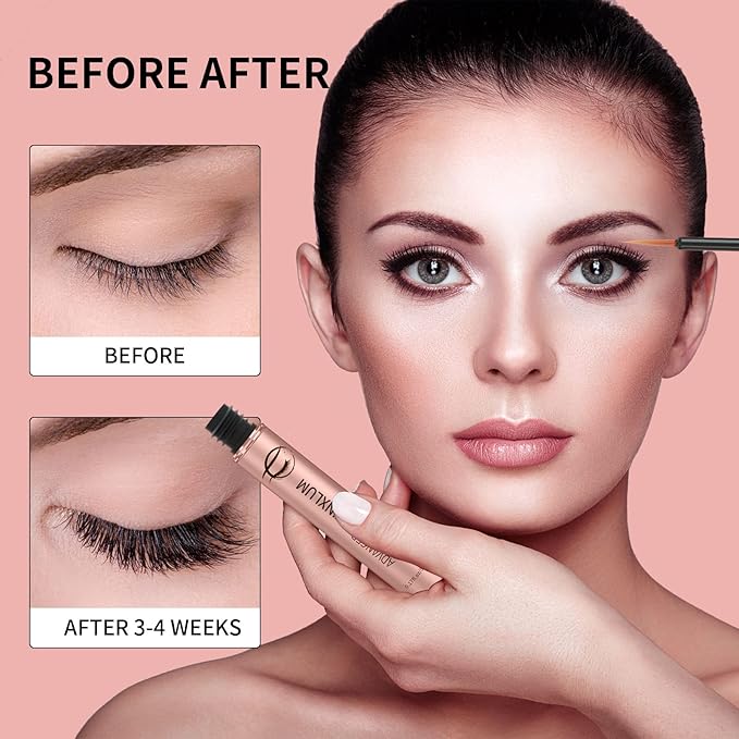 Premium Eyelash & Eyebrow Growth Serum, 5ML - Irritation-Free, Boosts Fuller, Longer, Thicker Lashes - Pink