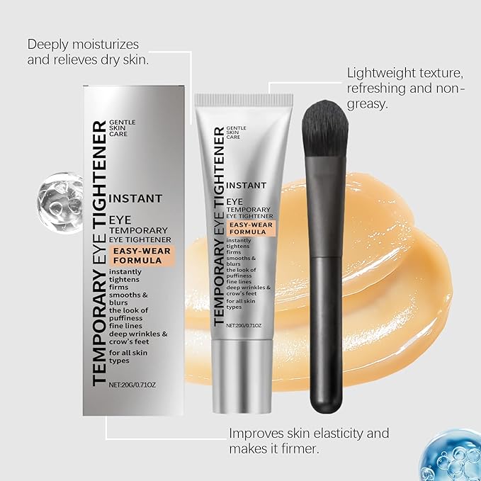 Eye Primer Eyeshadow Base,Instant Eye Tightener,Instant Firming Primer,Gentle Skin Care Moisturizing Eye Tightener Cream With Brush Finstant Firm-Ing Formula For Fine Lines And Wrinkles