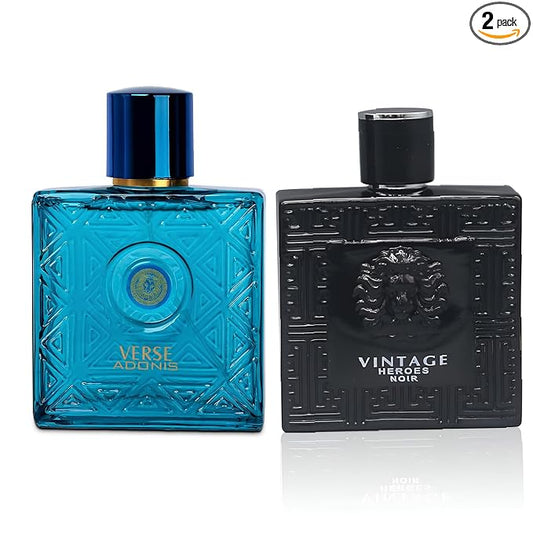 Verse Adonis&Vintage Heroes Noir Combo Men Cologne 3.4 Fl. Oz Men's Perfume Refreshing Combination of Woody Floral & Fruity Scents Eau De Parfum for Men Lasts All Day Best Gift for Any Occasion