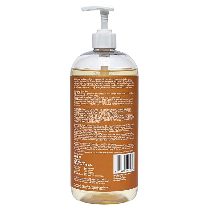 Dr. Natural Castile Liquid Soap, Almond, 2 pc - Sulfate-Free, Paraben-Free, Cruelty-Free Multi-Purpose Soap with Shea Butter, Coconut Oil, Olive Oil