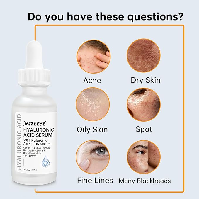 Hyaluronic Acid 2% + B5 Facial Serum, 30ML Hyaluronic Acid Serum For Face, Moisturizing, Shrink Pores